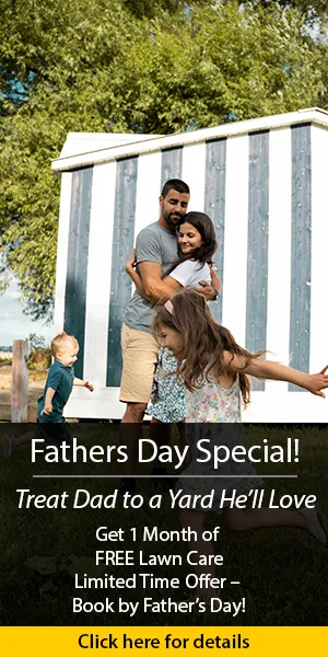 Photo of a family with text of a special offer for Fathers Day.
